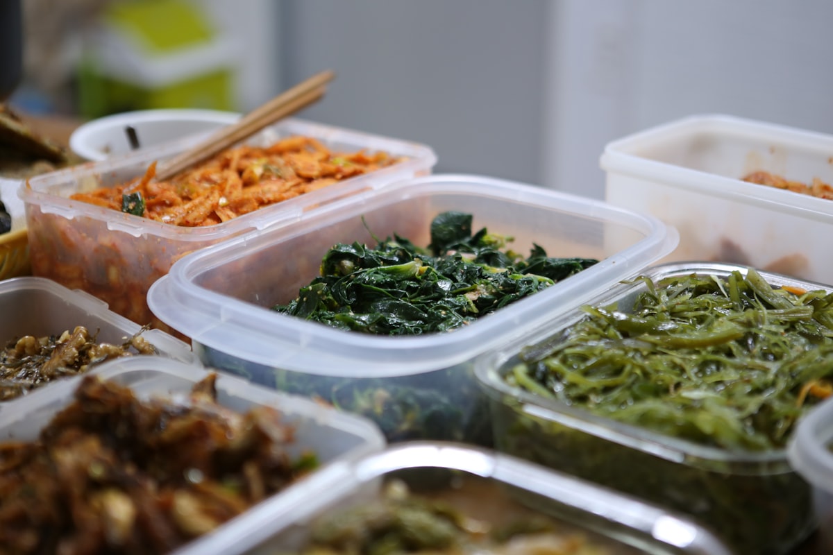 Kitchen preparation with fresh ingredients